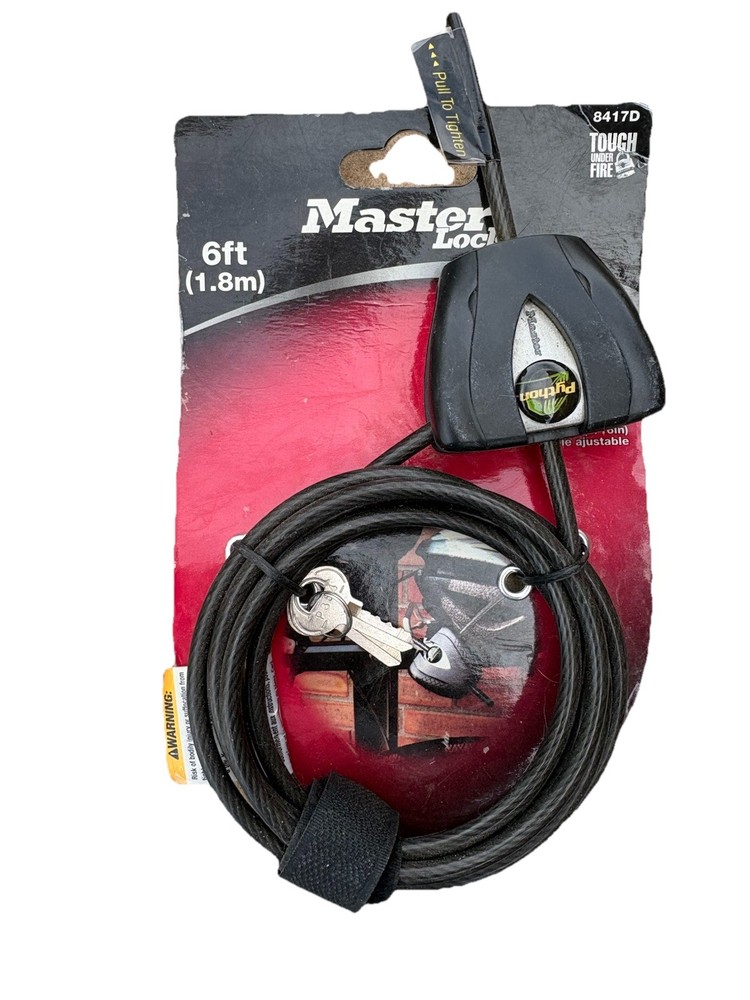 Brand New Master Lock 6 Ft. Python Adjustable Locking Cable- 2 Keys Included