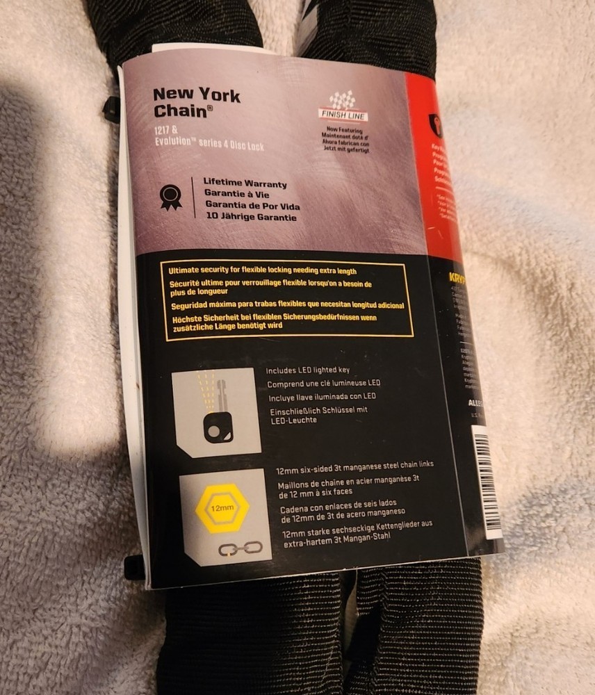 Kryptonite New York Chain 1217 with Evolution series 4 disc Lock, 5.5ft