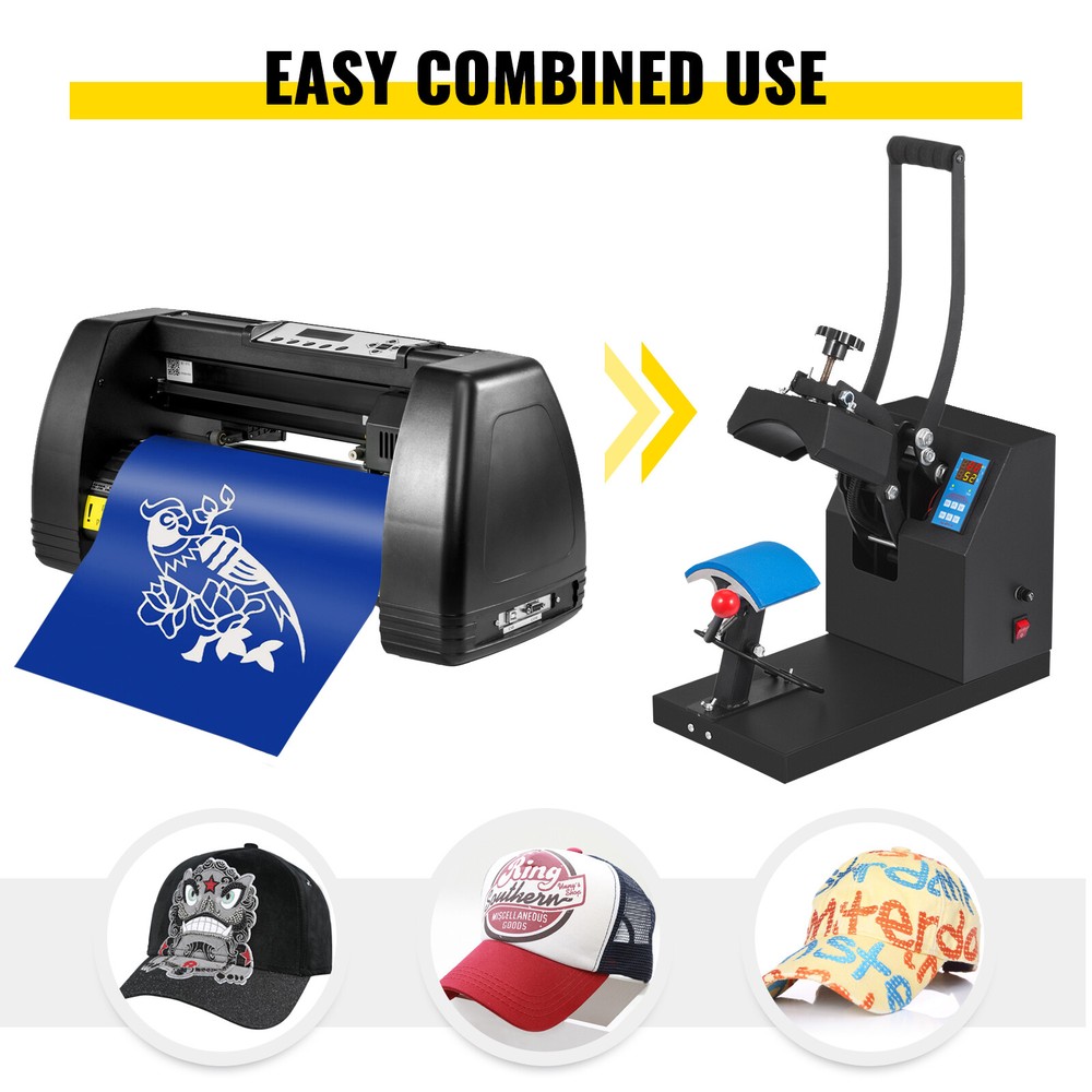 Heat Press Hat Cap 5.5"x3.5" + Vinyl Cutter Plotter Machine 53" w/Floor Stand