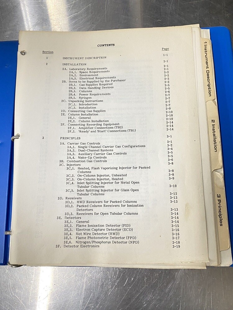 Perkin Elmer Sigma 3b Gas Chromatograph - Users Guide / Instructions Manual