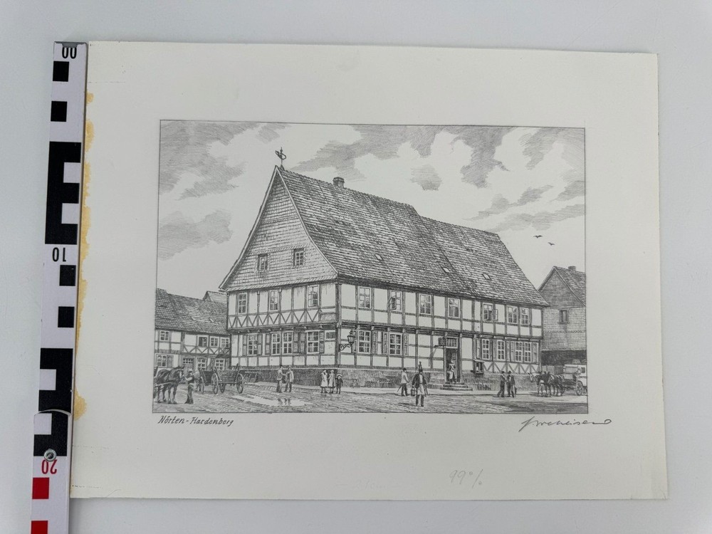 * HEINZ WEHLISCH DRAWING NORTH HARDENBERG SIGNED