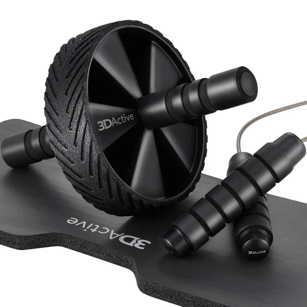 3DActive Ab Roller Wheel, Jump Rope, and Knee Pad Set