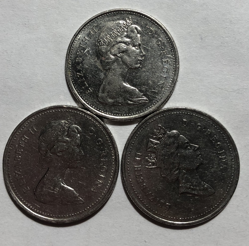 Canada 1978 1979 1993 Twenty-Five Cent 25c Quarters Silver Coins