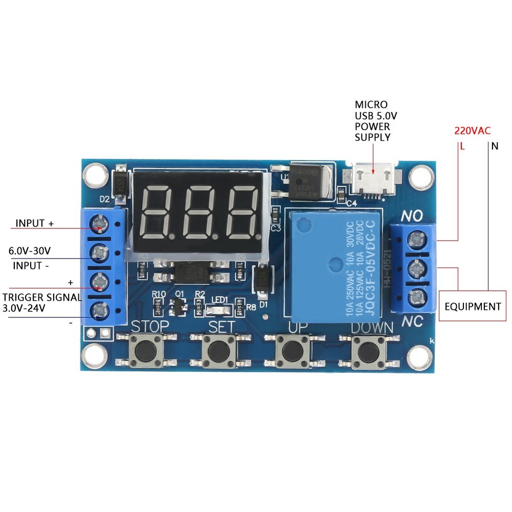 ♡ DC 5-30V LED Display Delay On/Off Relay Module Trigger Cycle Delay Timer