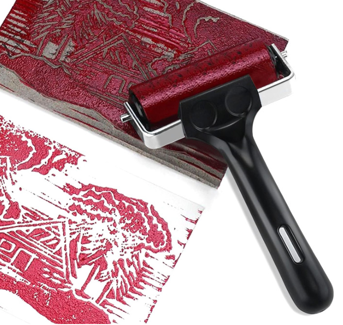 4 Inch Rubber Roller Brayer Rollers for Crafting, Hard Rubber Rollers...