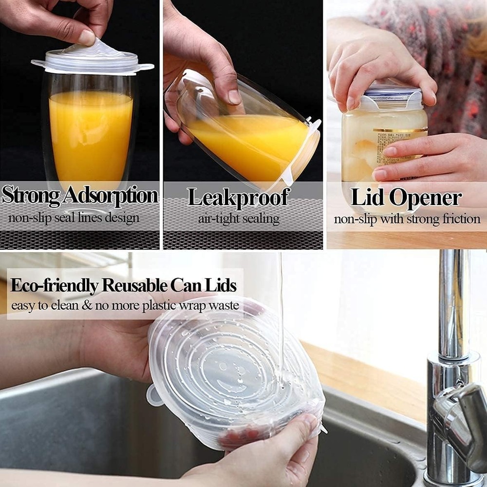 Silicone Can Lids 10 Pack, All 2.6'' Diameter, Reusable Silicone Stretch Lids...