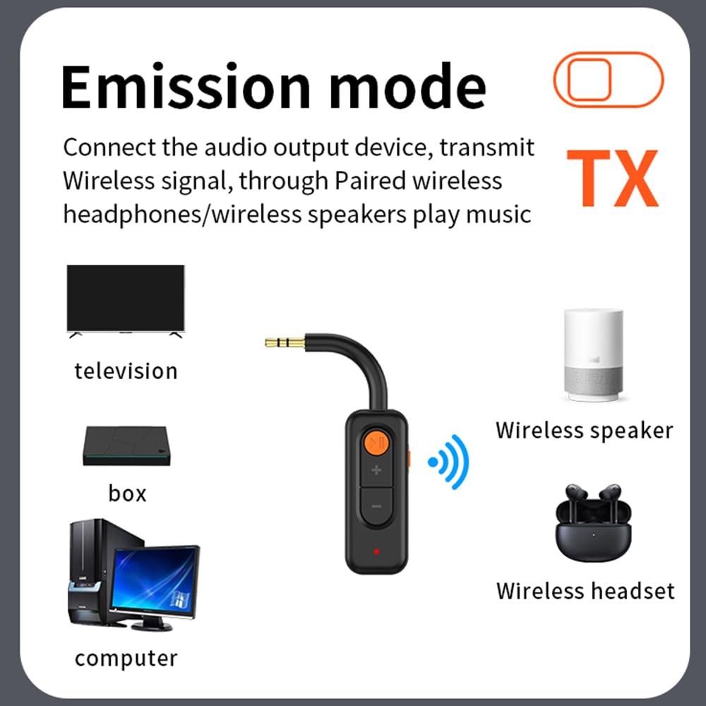 Bluetooth 5.4 Transmitter and Receiver,2-in-1 Wireless Adapter,Bluetooth Audi...