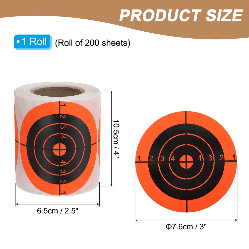 1 Roll Circle Splatter Target Stickers 3", Orange/Black Style 5