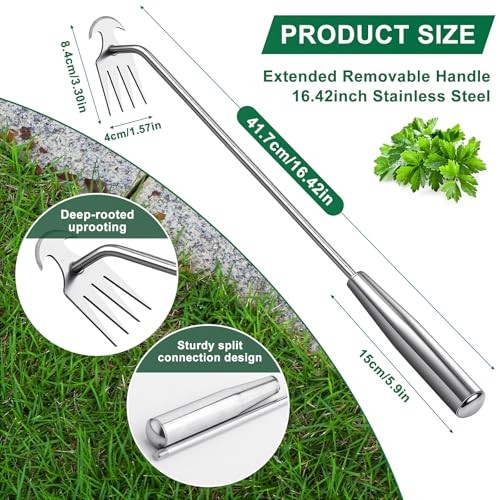 Hand Weeder Tool, Stainless Steel Handle Manual Weeder Weed Puller Tool 40mm
