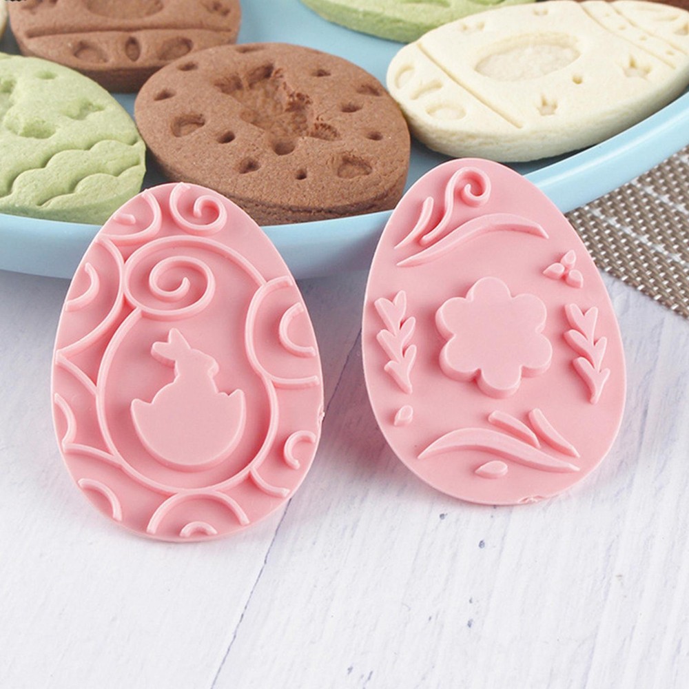 9PCSX Easter Cookie Stamp DIY Easter Bunny Egg 3D Baking Cookie Stamp Cake Mold