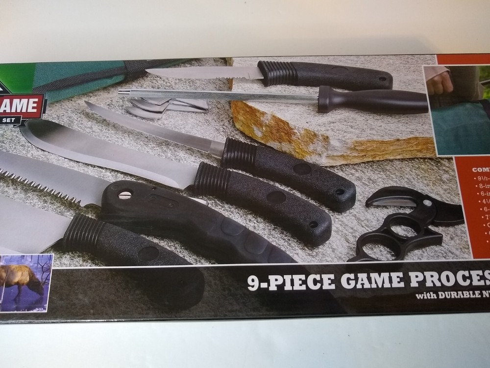 Fish & Game 9-Piece Game Processing Set w/Durable Nylon Carrying Pouch NEW