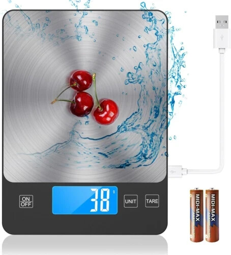 NASA-Grade 33lb Digital Kitchen Scale, Precisely Measures Grams Silver Black