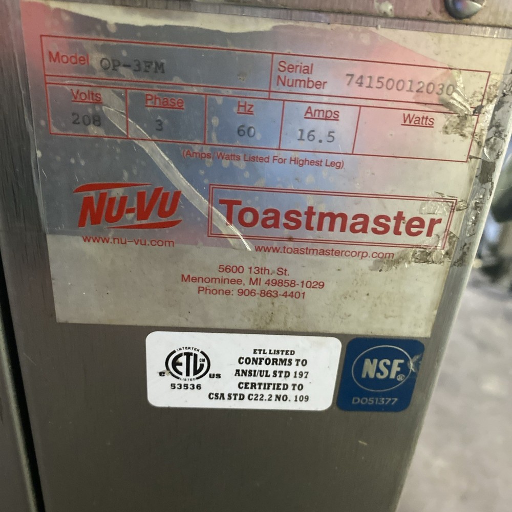Pre-Owned Nu-Vu Toastmaster Combination Electric Oven & Proofer TESTED