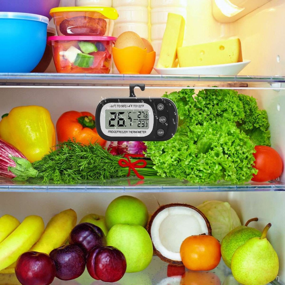 2pc Refrigerator Thermometer Digital Fridge Freezer Waterproof Large LCD Display