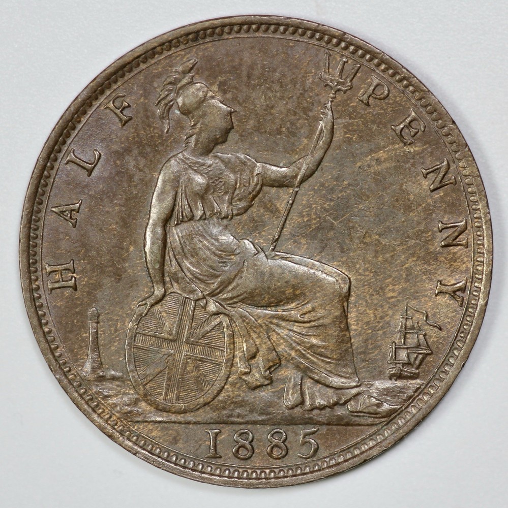 1885 Great Britain Bun Head Half Penny