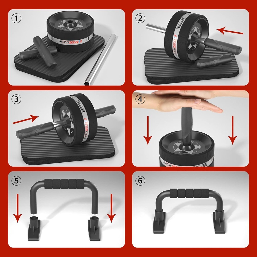 Ab Rollers Wheel Kit, Exercise Wheel Core Strength Training Abdominal Roller Set