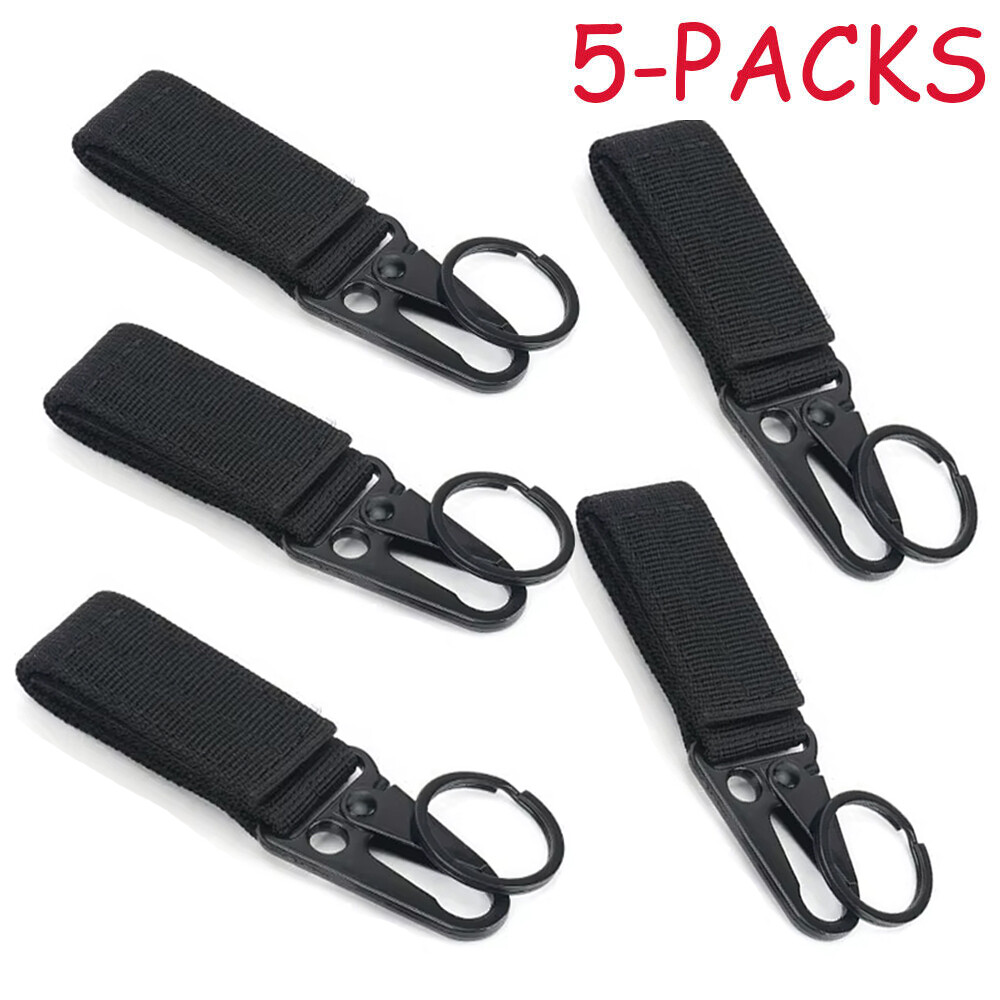5Pack Tactical Carabiner Keychain Nylon Keys Holder Camping Backpack Belt Hook