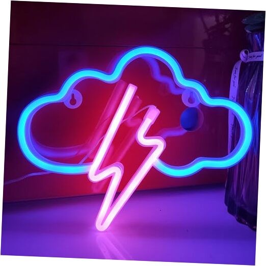 Cloud Lightning Neon Light,USB or 3-AA Battery Powered Neon Blue+Pink