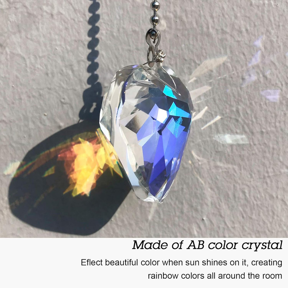 4 Pieces Crystal Ceiling Fan Pull Chain Decorative Rainbow Pull Chain Extension