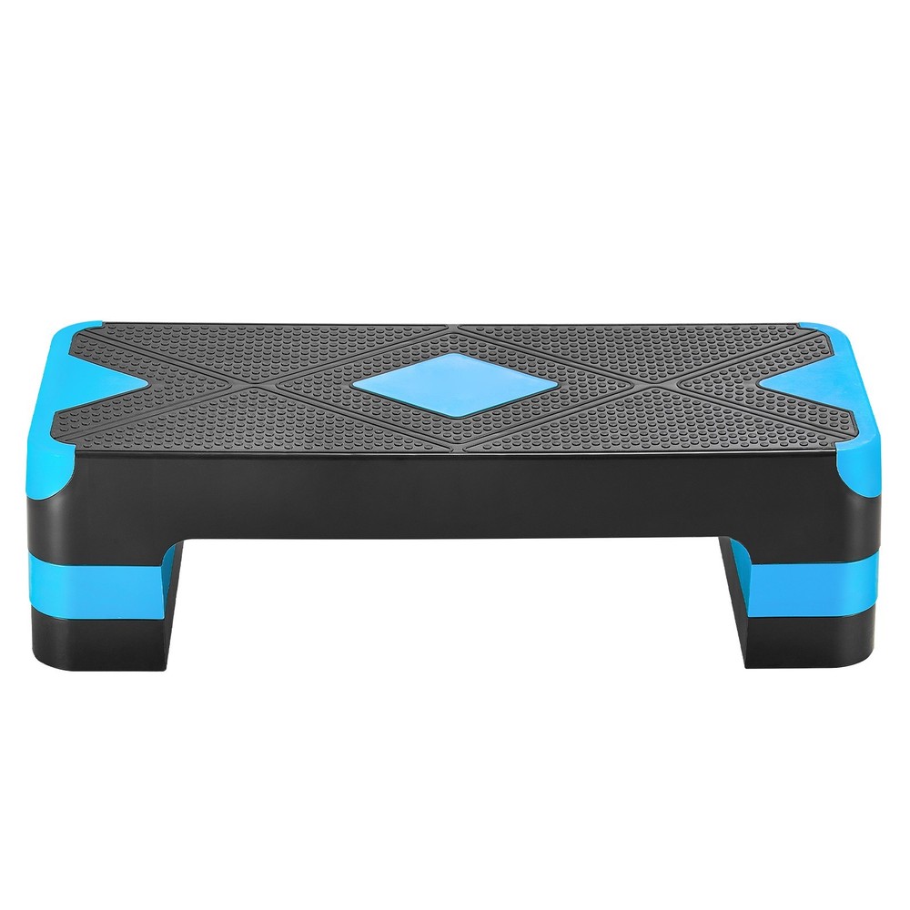 Adjustable Aerobic Step Platform 4-8in Height, 4 Risers, Non-Slip, Blue
