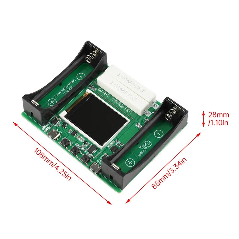 18650 Li-ion Battery Capacity Tester Module LCD Display Board USB Type-C 5V 1A