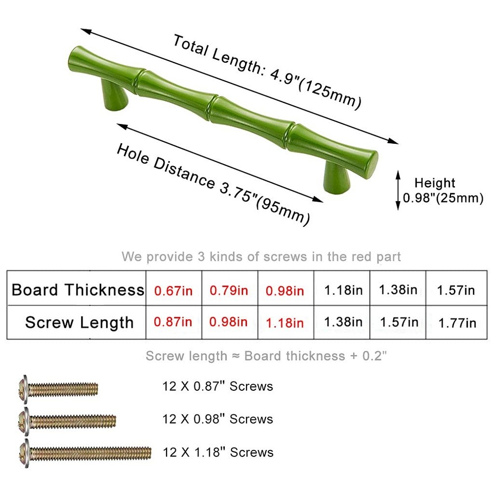 6Pcs Bamboo Shape Solid Zinc Alloy Cabinet Knobs Handle pulls, Dresser Drawer...