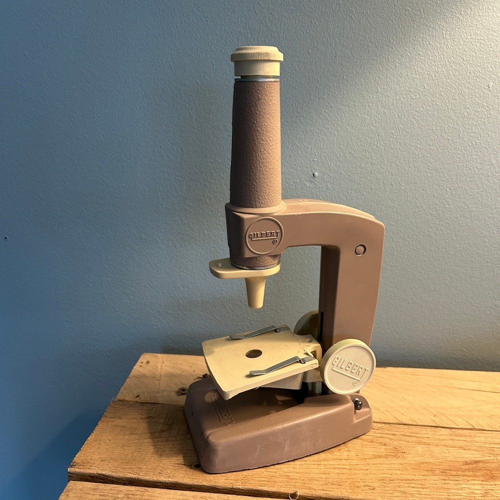 Vintage Gilbert Microscope & Lab Set, 1950s Metal Scope, Untested