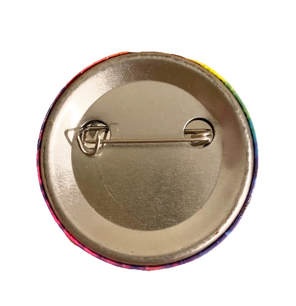 "Far Out!" button tie-dye 1.5 inch