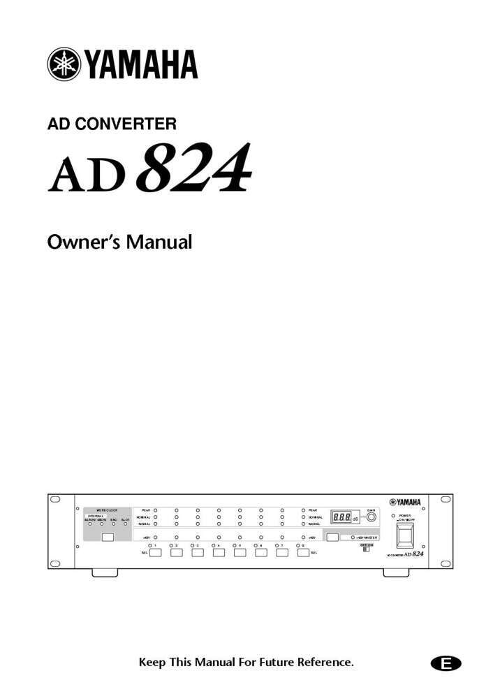 Yamaha AD824E AD Converter Owners Manual