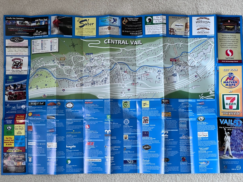 2012-2013 Vail Map & Transportation Guide 50th Anniversary Excellent
