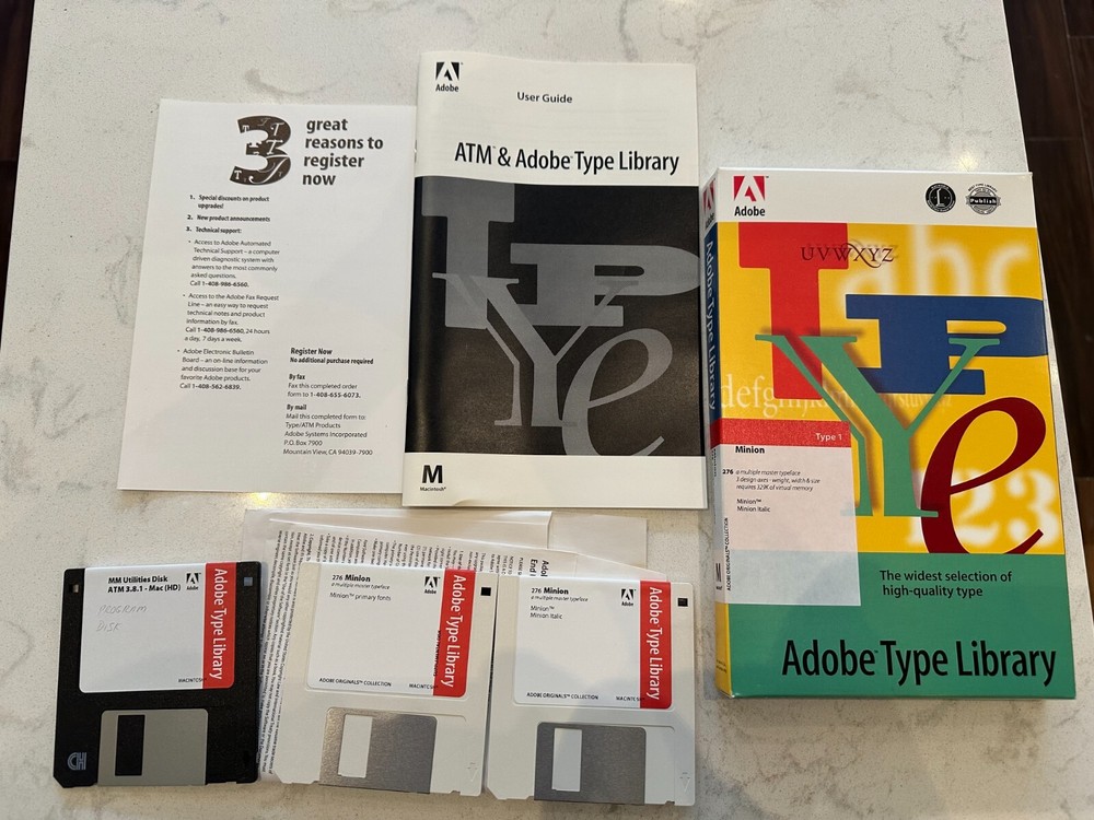 Adobe Type Library for Mac Type 1 Minion Vintage Software Floppy Disk