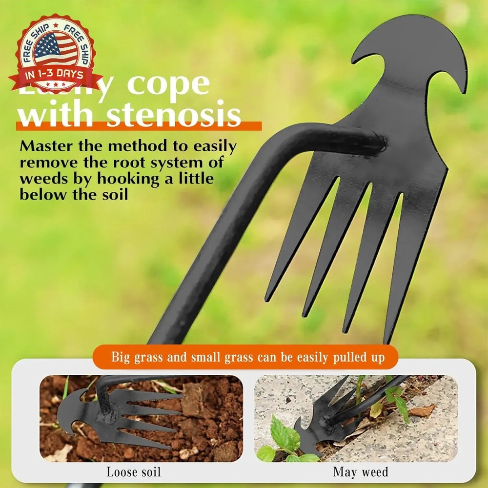 Weed Puller Tool Garden Weed Pulling Tool,Portable Garden Weeding Tool,4 Teeth M