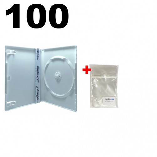 100 PREMIUM STANDARD Solid White Color Single DVD Cases (Professional Use) & Bag