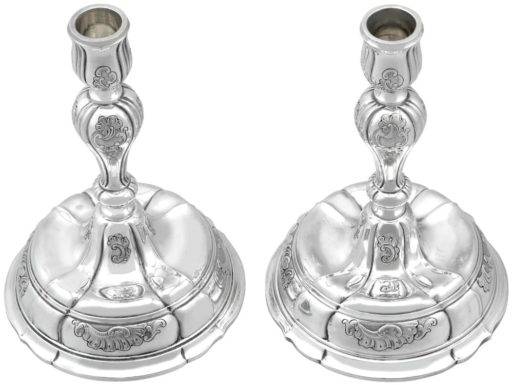 Danish Silver Candlesticks by Georg Jensen Antique Circa 1920