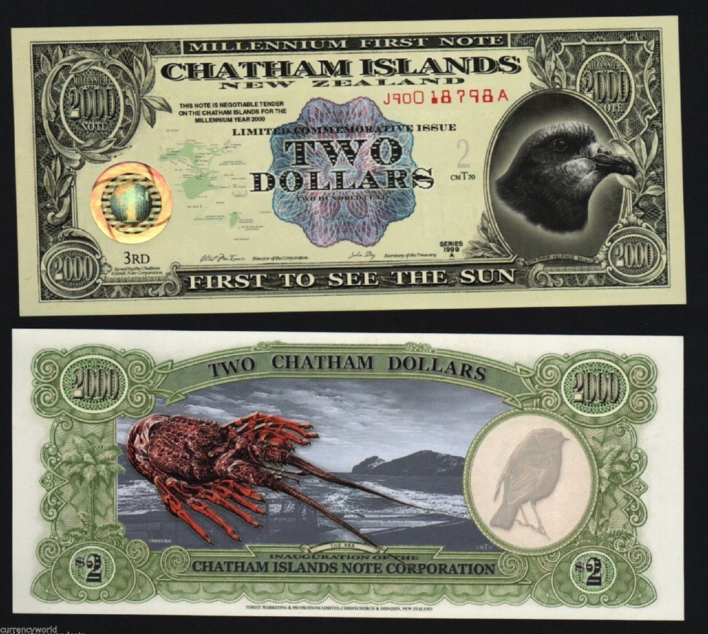 Chatham Islands 2 DOLLARS New 1999 First Banknote Commemorative UNC POLYMER NOTE