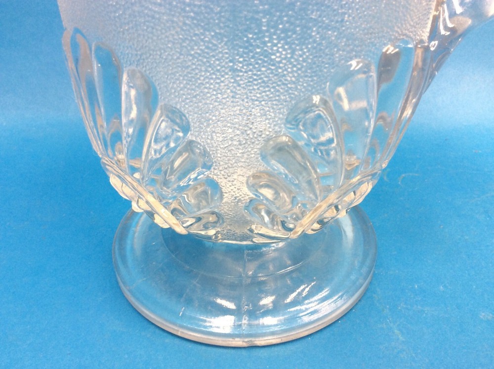 Vintage Clear Glass Rippled Unbranded Decorative Serving Water Pitcher