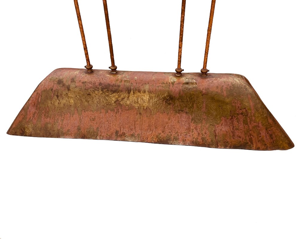 Mid Century - Brutalist - Patinated Brass Pool Table Light - 46" long