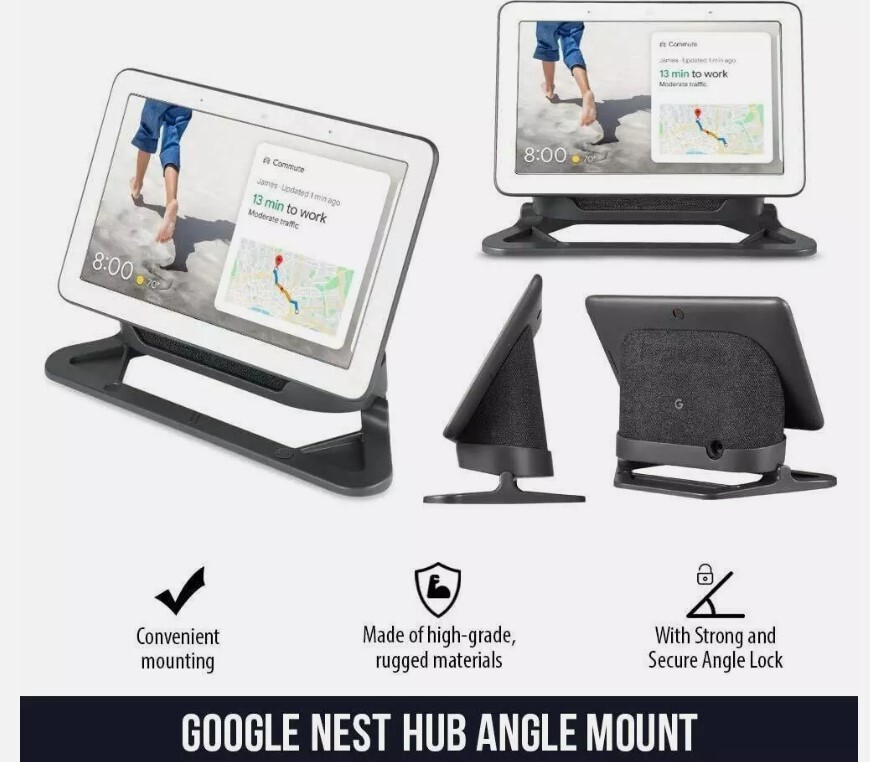 Wasserstein Adjustable Stand for Google Nest Hub Only (Charcoal)