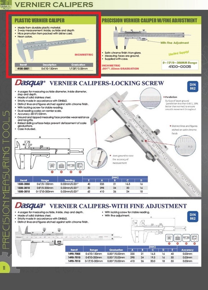 6" / 150MM PLASTIC VERNIER CALIPER (4100-0001)