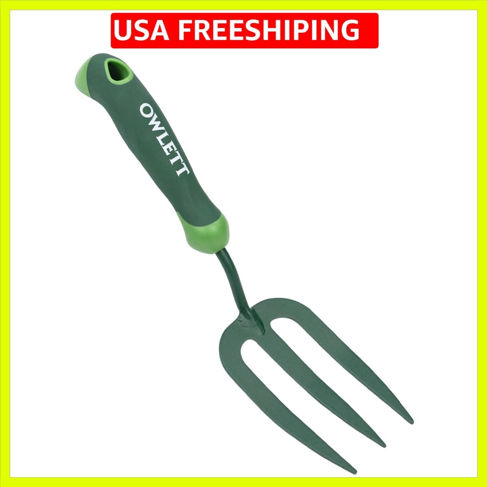 Garden Hand Fork, Carbon Steel Weeder Fork with Rubber Ergonomic Handle, Rust...