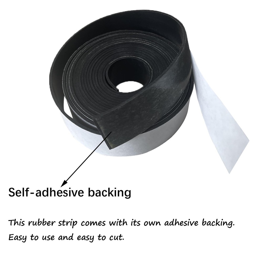 Solid Rubber Sheet with Adhesive 1/16 (.062)" Thick X 1" Wide X 10'Long, Soli...
