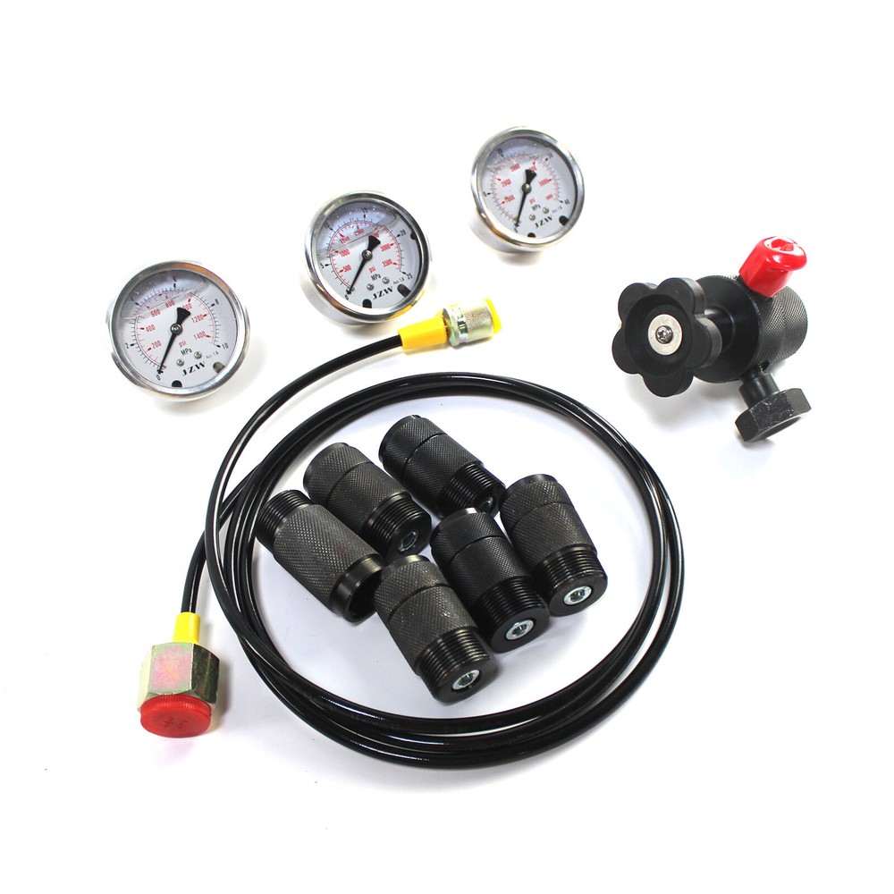 Hydraulic Nitrogen Accumulator Charging System Pressure Gague Adapter Test Kit