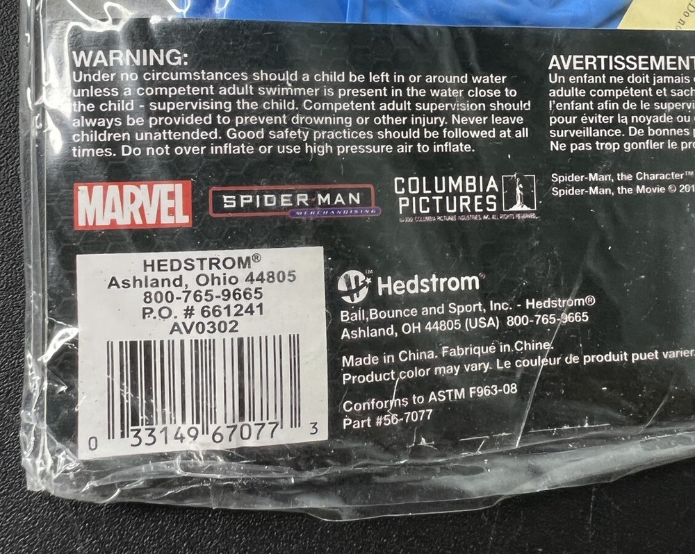 Marvel Amazing Spiderman Inflatable Pool Noodle 48” Superhero Beach Swim Float