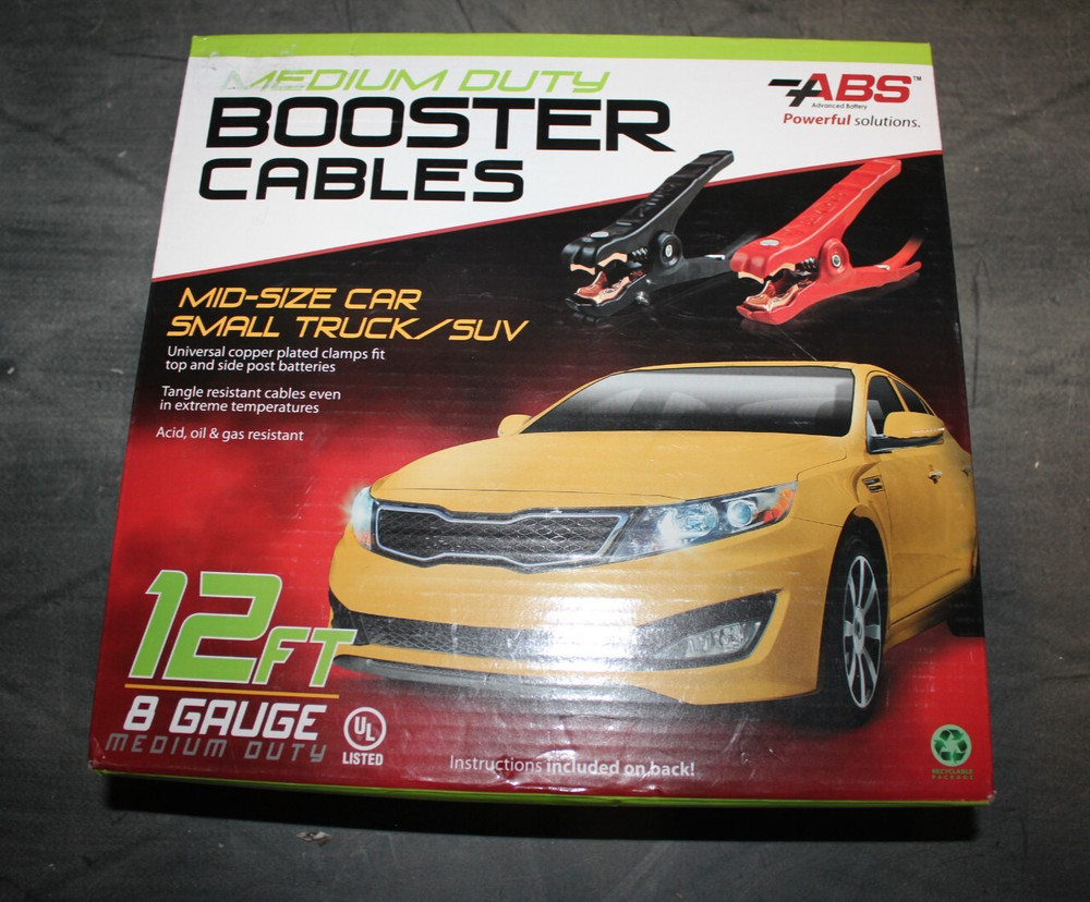 ABS MEDIUM DUTY BOOSTER CABLES 12FT 8 GAUGE