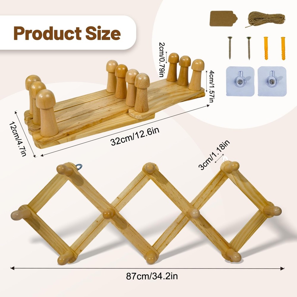 Tnstbiee Rustic Adjustable Hanging Small, Herb Drying Rack-Diamond Telescopic