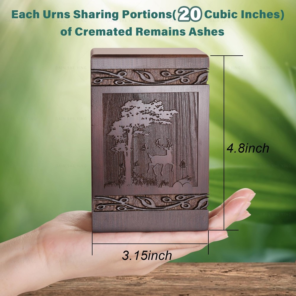 DGDCDV Cremation Urns for Human Ashes Small - Set 3 Keepsake Urn, Walnut