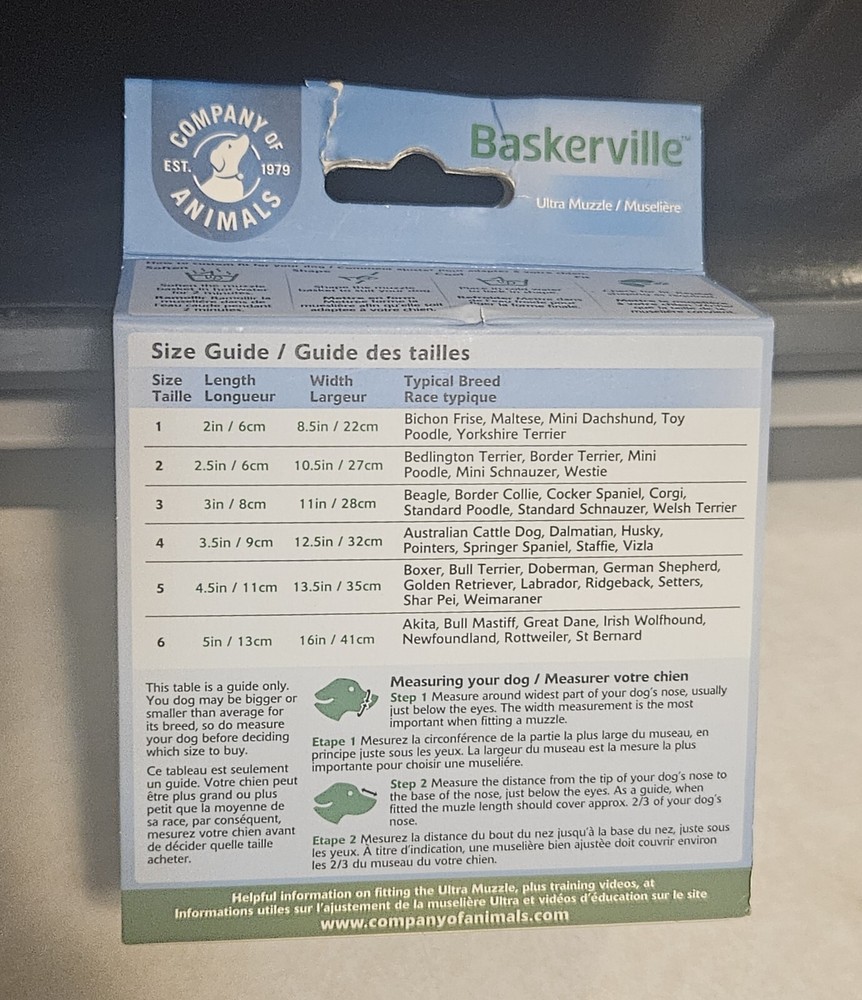 Baskerville Ultra Muzzle for Small Dogs Size 1 Adjustable Straps Black Border