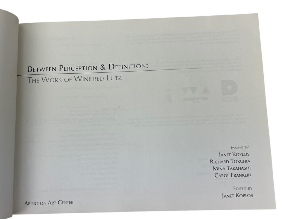 Winifred Lutz BETWEEN PERCEPTION & DEFINITION 2012 Work Art Exhibition Catalog