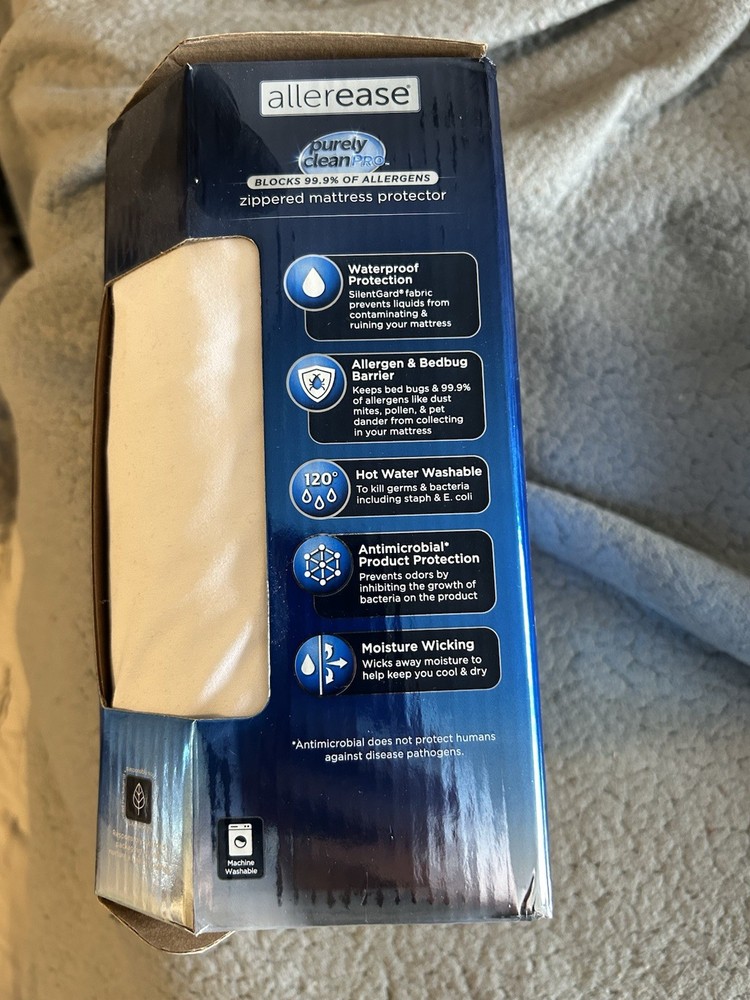 AllerEase Full Zippered Mattress Protector Waterproof Allergen Bedbug Barrier