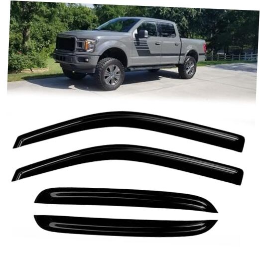 Window Rain Guards Compatible 2014 14-18 Chevy Silverado GMC Sierra Crew Cab